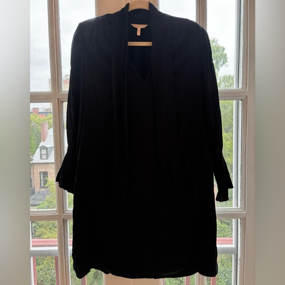 Navy Leopard Print Rebecca Taylor Long-Sleeve Shift Dress - Picture 4 of 4